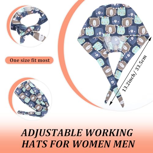 Image of 8 Pcs Elastic Nurse Hats Teeth Pattern Working Hats Bulk for Women Dental Caps Adjustable Dentist Scrub Cap Colorful