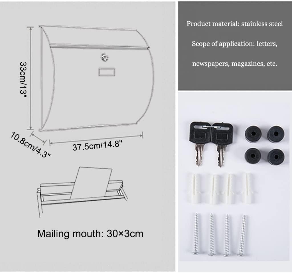 REMYS Suggestion Box Safe Lock Box Ballot Box Donation Box Elliptical Steel Wall Mount Mail Boxes with Key Lock Large Capacity Metal Postbox for House Courtyard Decoration Pendant