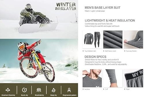 Miniatura 6 de Meetyoo Camiseta Interior Térmica Para Hombre Camiseta De Lana De Manga Larga Para Hombre, Camiseta Térmica Para Hacer Esquí, Camiseta Para Viajar De Invierno