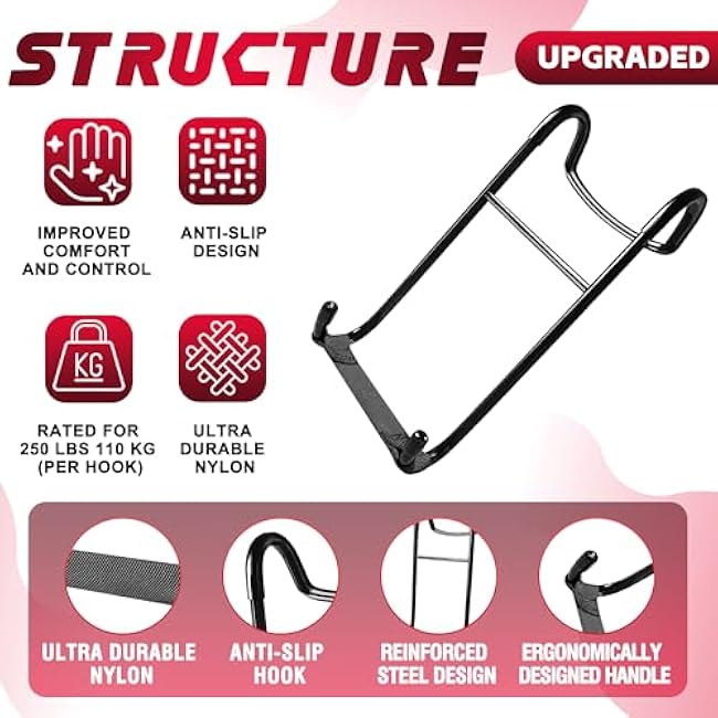 Upgraded 2-Pack Mad Spotter Pro 2.0 Dumbbell Hooks, Dumbbell Spotter Hooks with 250 lbs Load for Bench Press, Chest & Shoulder Workouts with Wrist Straps, Storage Bag,Perfect for Hanging Dumbbells