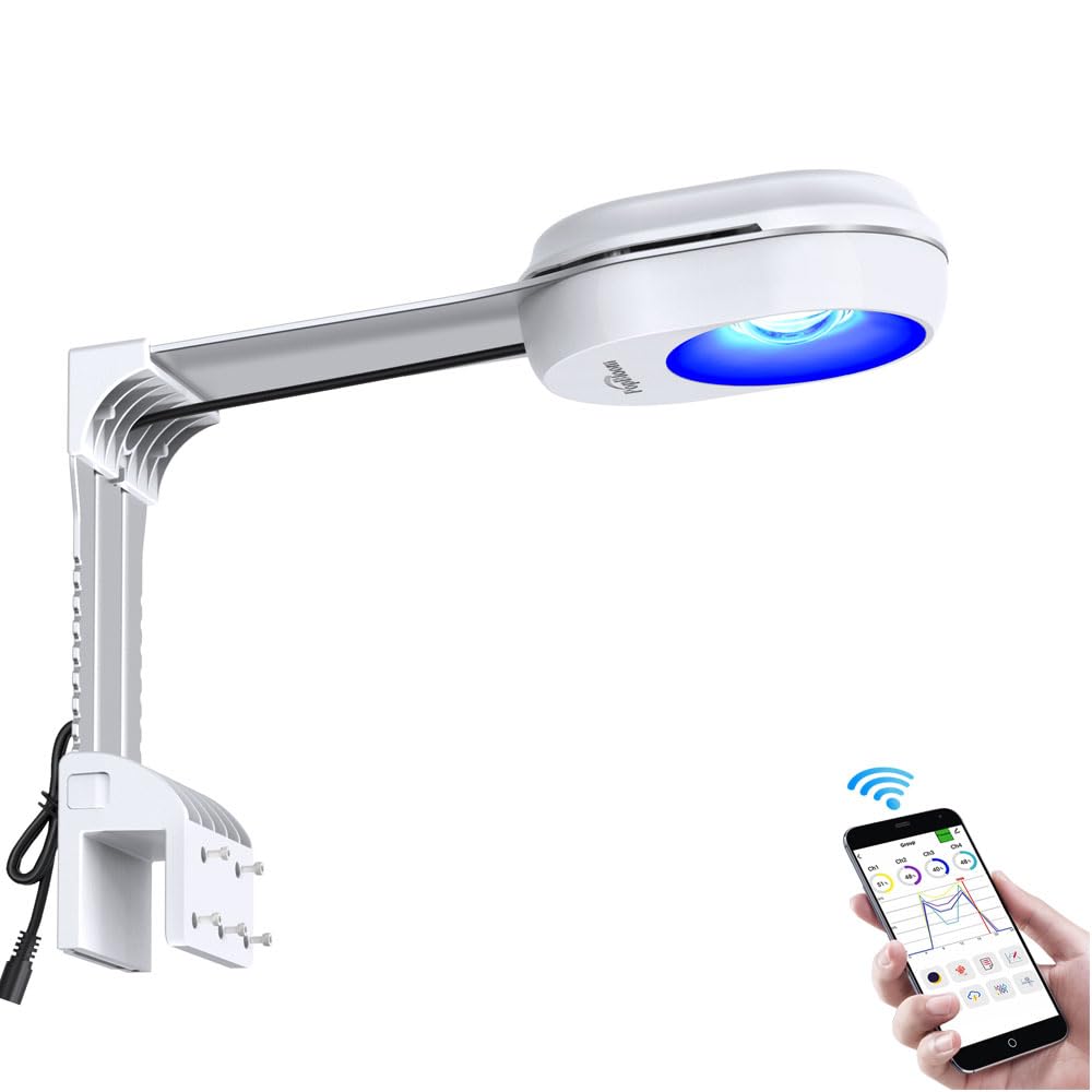 PopBloom 60W Aquarium LED Light Full Spectrum Saltwater Fish Light Aquarium Reef Led Lighting, Samrt App Control for 20inch Marine Coral Tank