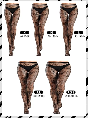 Image of Ramede 10 Pairs Fishnet Tights Women Lace Mesh Stockings High Waist Thigh High Patterned Fish Net Tights