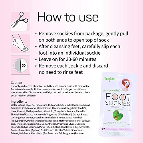 Spalife Invigorating Spearmint & Tea Tree Oil Foot Sockies (3 Ct) #TOP4
