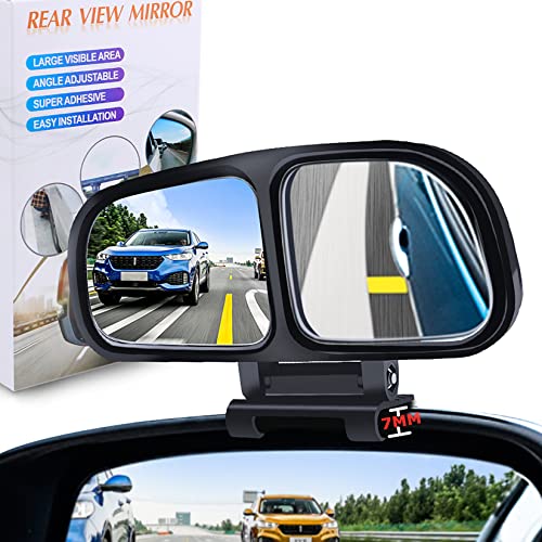 YnGia Blind Spot Mirror, Double Glass Adjustable Rear View Blind Spot Mirror Car Auxiliary Wide Angle Mirrors Side-Angle Side-View Mirror for Most Cars Truck SUV, 1 Piece (Black-Left)