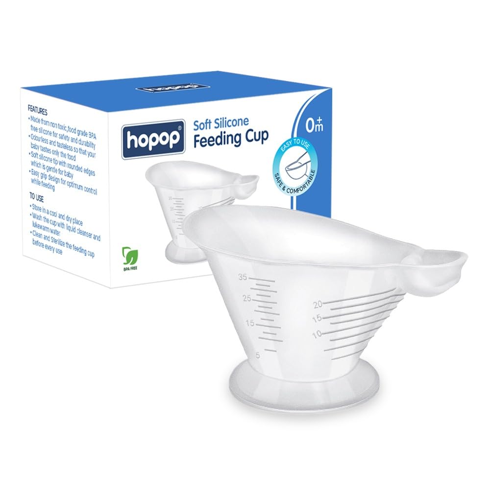 Hopop Boilable Reusable Baby Feeding Silicone Cup | 35 ml Round Shape Feeder Cup for Baby | Soft Silicone Feeding Cup for New Born Babies | BPA Free | Transparent-image-10