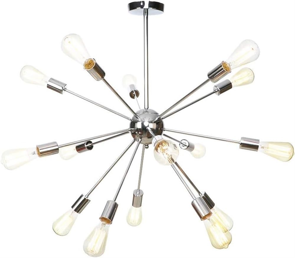 SXECAEPS Modern creative chandelier Modern Sputnik Lighting 15-Lights LED E27 Edison Pendant Lights Mid Century Ceiling Light Fixture Black/Rose Gold/Chrome Hanging for Hallway Bar (