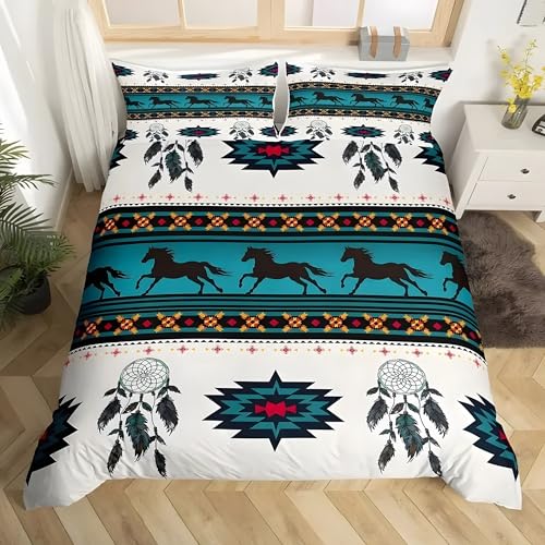 布団カバー ダブル 190X210 cm ボヘミアン 掛け布団カバー エスニック 被套 3点セット枕套43X63 cm 寝具セット 柔らかい 通気性 肌に優しい 洗い替え速乾タイプ オールシーズン 寝心地いい