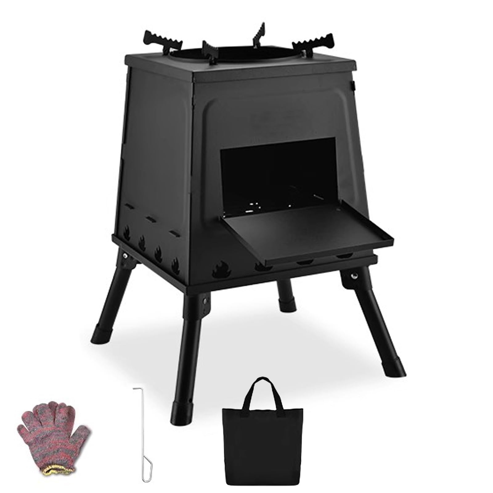 Stufa a Legna Portatile, Stufe a Legna da Campeggio per Esterni con Gambe Pieghevoli e Borsa per Il Trasporto, Ideale per Escursioni, Picnic e Barbecue(22cm/9in)