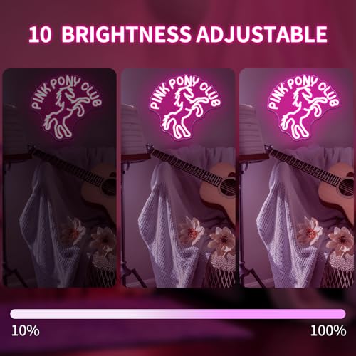 Image of Pink Pony Neon Sign Music Cowgirl Western Neon Lights for Wall Decor Dimmable Pony Club Light Up Sign Midwest Princess Led Signs for Bedroom Wall Bar Pub Gift