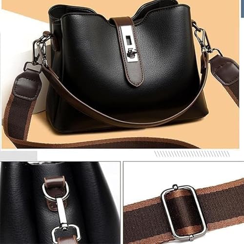 2025 Three Straps Bucket Bag for Women,Fashion Crossbody Bag, with Adjustable Wider Shoulder Strap, Zipper Compartments3