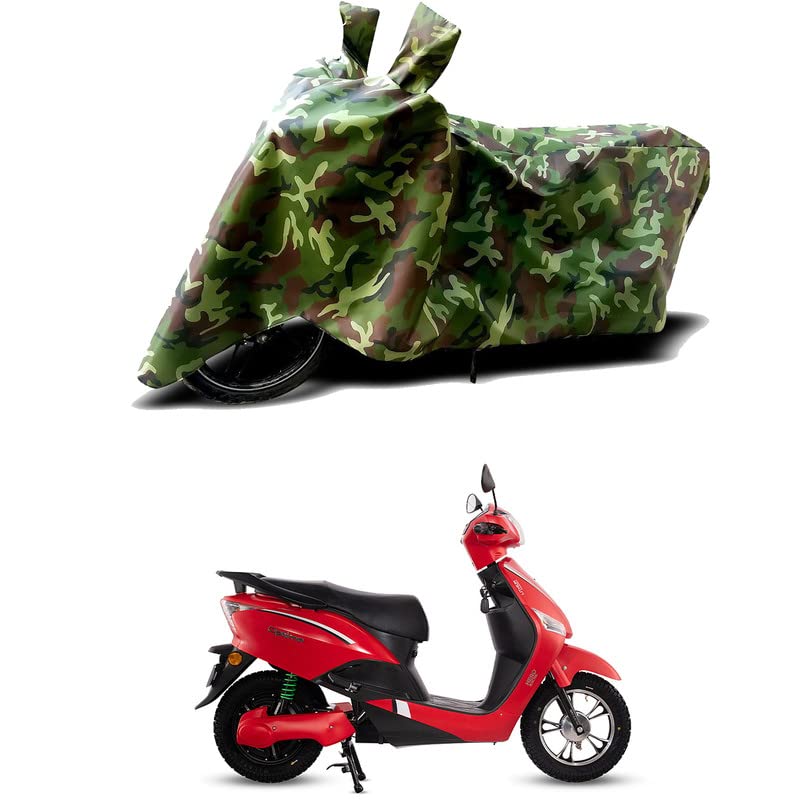 Image of 100% Water Resistant Bike Scooty Two Wheeler Body Cover Compatible for Hero Electric Optima CX Single /UV-Rays /Heat Protection /Birds Dropping /Scratchproof /Dust Proof /Waterproof[Green MJ]