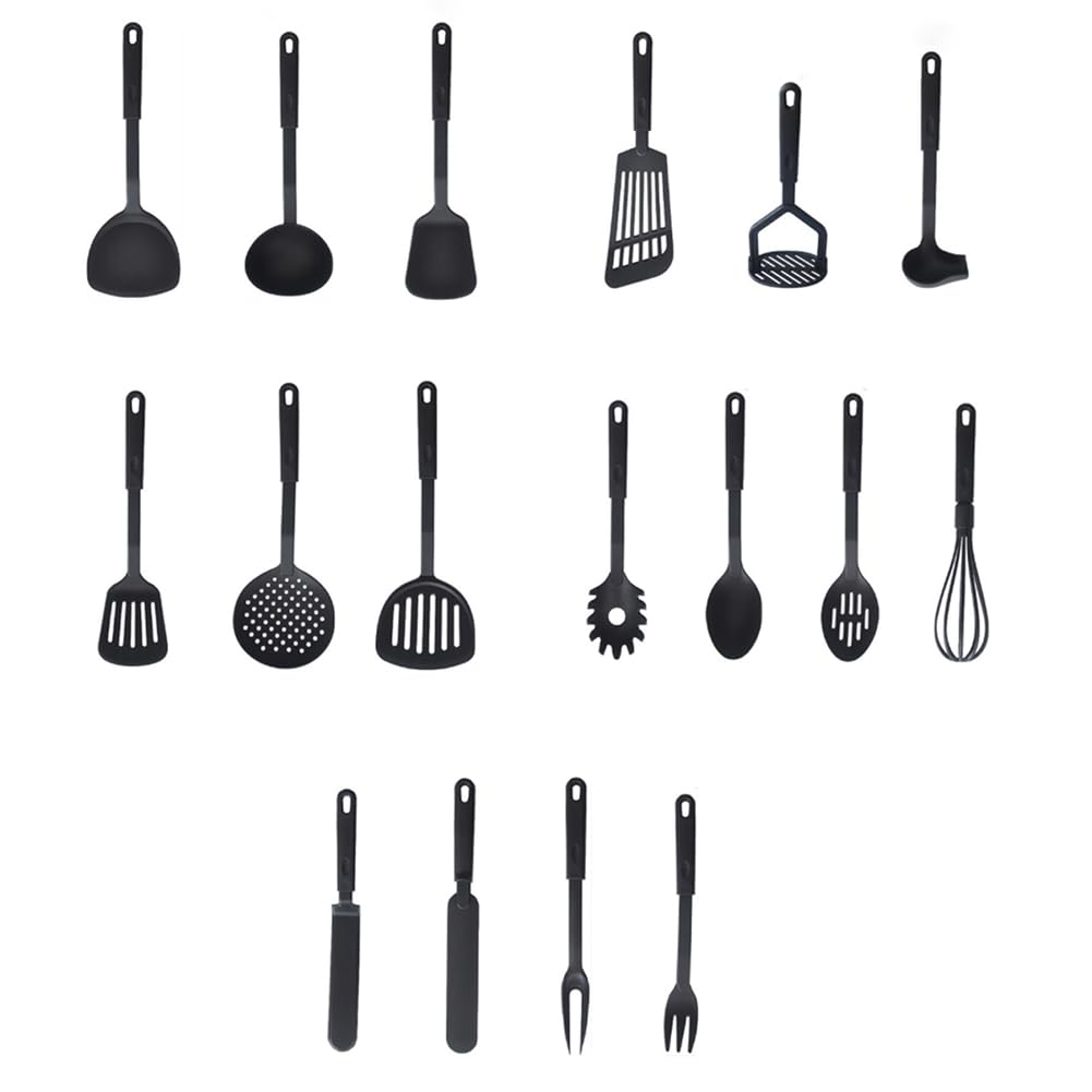 Pagjhrfjg Black 17 Piece Kitchen Utensils Non-Stick Cooking Utensils Set Kitchen Gadgets Tools For Cook(Free)