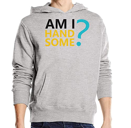 Sweat à capuche gris Am I Handsome en coton mélangé pour homme et femme