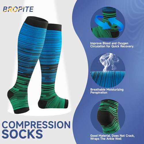 Image of bropite 2 /3 Pairs Open Toe Compression Socks for Women, Support for Travel, Nurse&Swelling