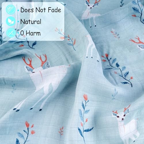 Image of Viviland Muslin Swaddle Blankets, Breathable and Skin-Friendly Baby Receiving Blankets, 2-Pack Deer, 47 x 47 inches