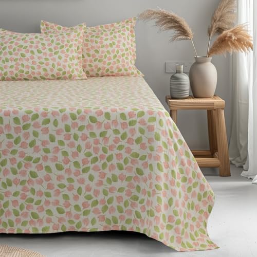 Image of Cortina Cloud Cotton King Size Bedsheet with 2 Pillow Covers | Super Soft, Breathable & Skin-Friendly Bedsheet for Double Bed King Size with Printed Design | (Cream,270x250 cm)