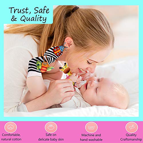 Foot Finders & Wrist Rattles for Infants Developmental Texture Toys for Babies & Infant Toy Socks & Baby Wrist Rattle - Newborn Toys for Baby Girls Boys - Baby Boy Girl Toys 0-3 3-6 6-9 Months - Image 3