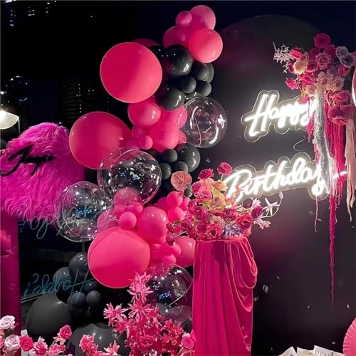 Image of 150pcs Hot Pink Balloons Different Sizes Pack, 18 12 10 5 Inch Party Balloon Garland Arch Kit for Birthday Valentine's Wedding Gender Reveal Party Decorations(With 2 Ribbons)