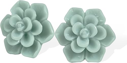 Aretes hechos a mano para suculentas, de 0.512 in, hipoalergénicos, de plata de ley 925, aretes de tuerca de resina de cerámica suave para mujeres