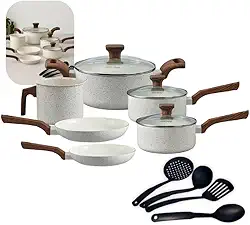 Jogo De Panelas Pratic Cook Mármol Indução Mimo Style Cerâmica 10 Peças