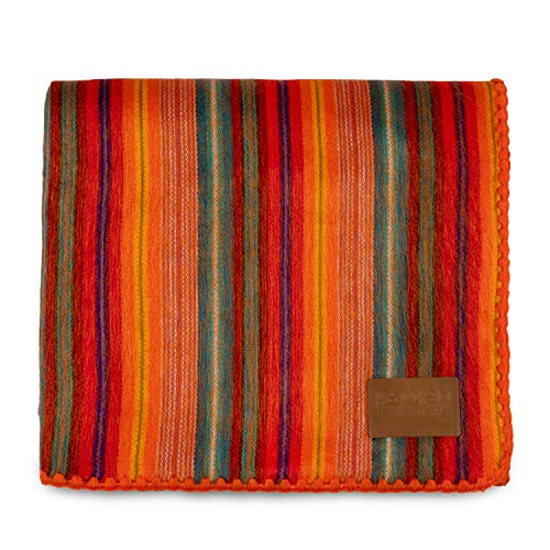 Image of QISU Alpaca Wool Blanket Throw | Large, Beautiful, Warm, Variegated | 85 x 65 inches | Ultra-Soft, Hypoallergenic and Breathable | Non-Itchy or Scratchy Fabric (Orange Variegated)