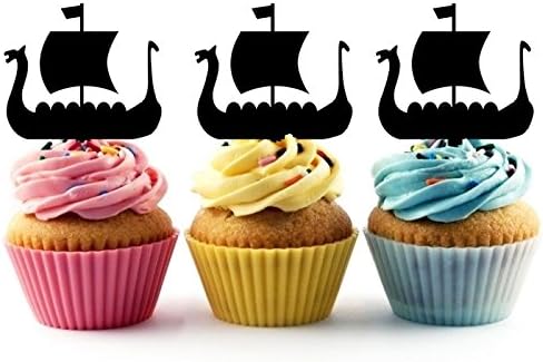 Viking Ship Gateau Toppers De Mariage Joyeux Anniversaire Acrylique Decor Gateau Cupcake Toppers Pour Gateau Partie Decoration 10 Pieces Amazon Fr Cuisine Et Maison