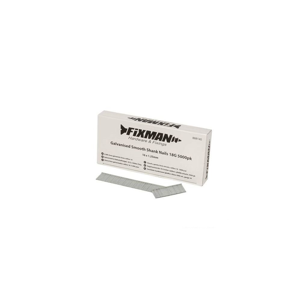 Fixman 868140 Galvanised Smooth Shank Nails 18G 5000pk 16 x 1.25 mm