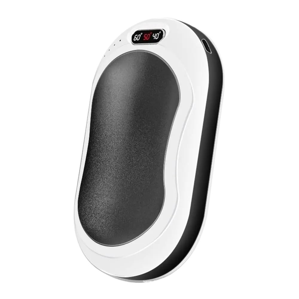 Scaldamani da 10000 mAh Torcia elettrica Massaggiatore Riscaldamento a Doppio Lato Temperatura della Terza Marcia (Color : Black)