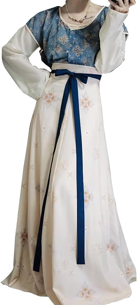 Women's Modern Hanfu Duijin Qiyao Ruqun Outfit Traditional Chinese Dance Costume