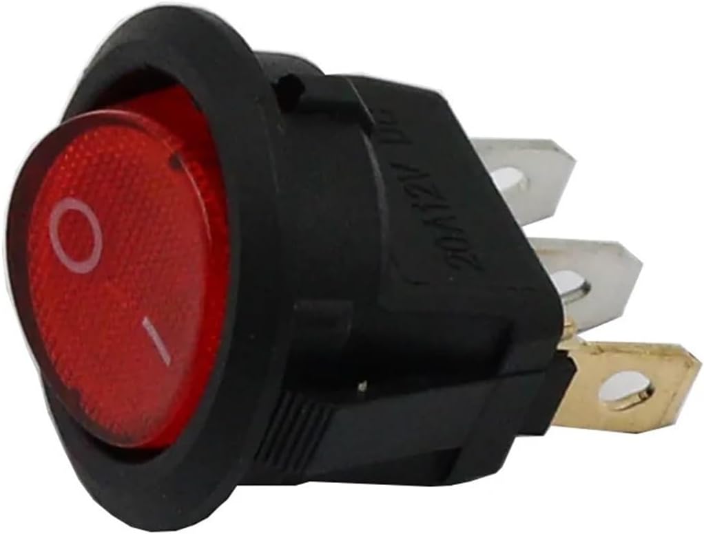 4 Pieces KCD1-2 12V 220V Round Rocker Point Boat LED Light Toggle Switch SPST ON/Off top Sales Electrical Controller KCD1(Red 4Pcs,220V)