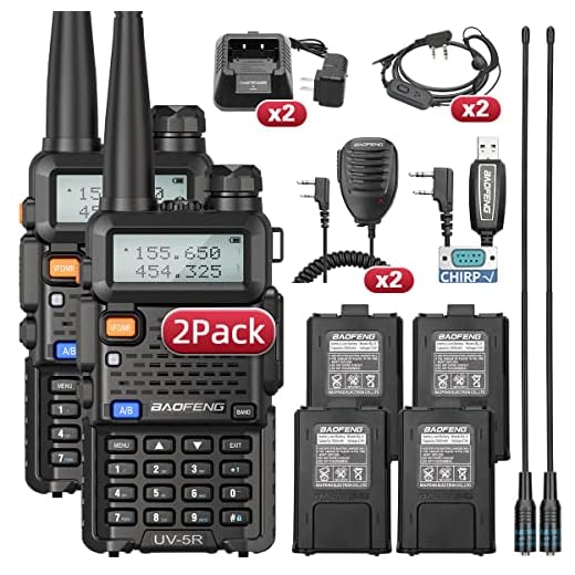 Ham Radio Handheld Baofeng UV-5R Radio UHF VHF Dual Band Two Way Radio Long Range Handheld Walkie Talkies with Extra Li-ion Battery Programming Cable AR771 Antenna Headsets Full Kits-2Pack