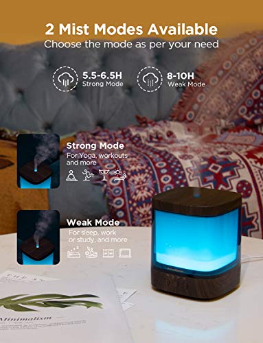 Innogear Diffusers For Essential Oils, 300Ml Oil Diffuser Aromatherapy Diffusers Aroma Ultrasonic Cool Mist Humidifier 4 Timers Color Changing Lights Auto-Off, Dark Wood Grain #TOP2