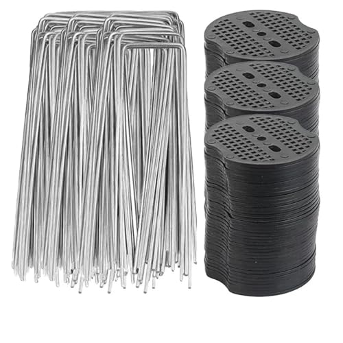 Grapas Cesped Artificial Estacas de jardín de Acero galvanizado con Juntas, pasadores de Paisaje en Forma de U, Grapas for Suelo, Valla, tubería de riego, película, Clavijas fijas(Mixed 60pcs)
