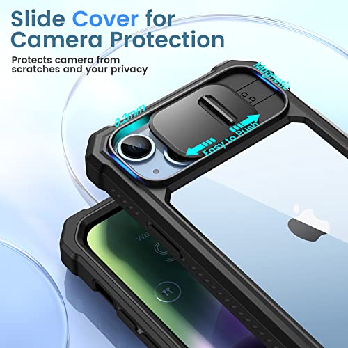 Ruky For Iphone 14 Plus Case, Iphone 14 Plus Case With Lens Cover, Full Body Rugged Cover [Built-In Screen Protector] Shockproof Rugged Heavy Duty Protection Case For Iphone 14 Plus 6.7", Black #TOP2