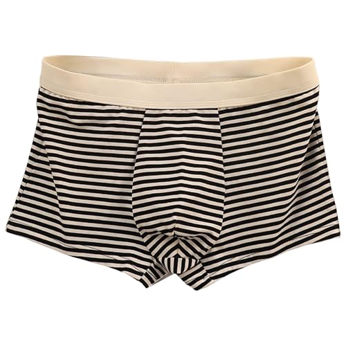 Men's Cotton Stretch Stripe Boxer Briefs Men Breatherable Striped Trunks Stripe Breathable Boxer Briefs for Men
