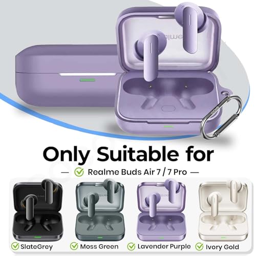 Image of Silicone Case Cover Compatible for Realme Buds Air 7 | 7 Pro (Lavender Purple)