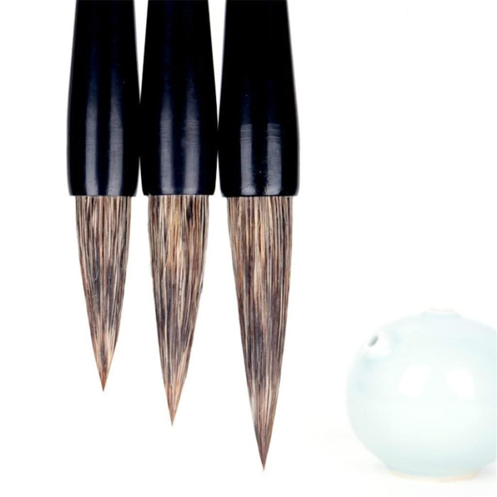 Chinese Calligraphy Drawing Brush, Chinese Calligraphy Brush Set Stone Badger Hair 3-Piece for Watercolour Freehand Landscape
