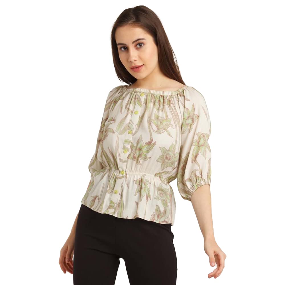 Women's Off White Printed Off-Shoulder Top-image-22
