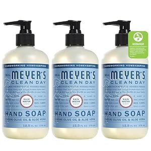 MRS. MEYER’S CLEAN DAY Hand Soap, Made with Essential Oils, Biodegradable Formula, Rain Water, 12.5 fl. oz – Pack of 3