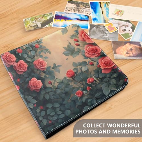 Álbum de fotos autoadhesivo DIY Scrapbook Álbum de anillado de 3 anillas con rosas de San Valentín, 40 páginas, 8x10 para recuerdos miniatura 5