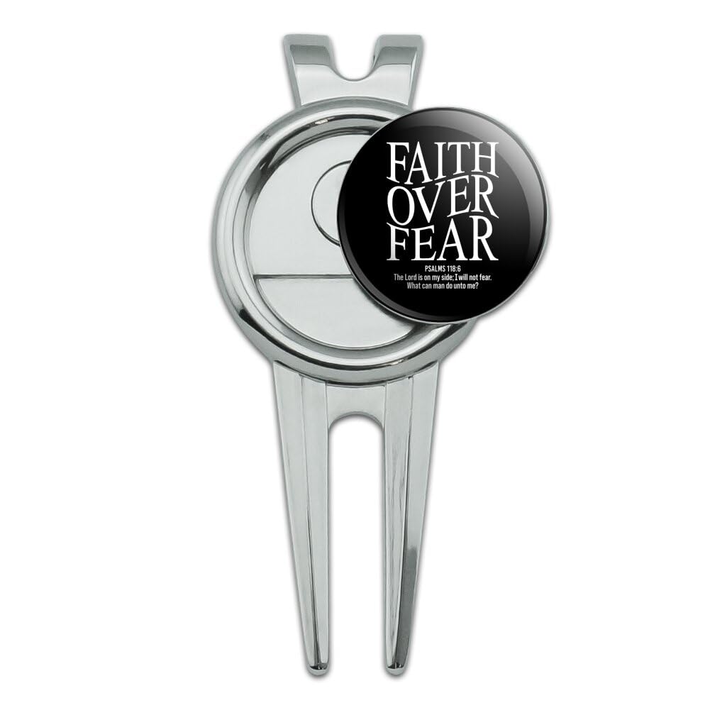GRAPHICS & MORE Christian Faith Over Fear Golf Divot Repair Tool and Ball Marker