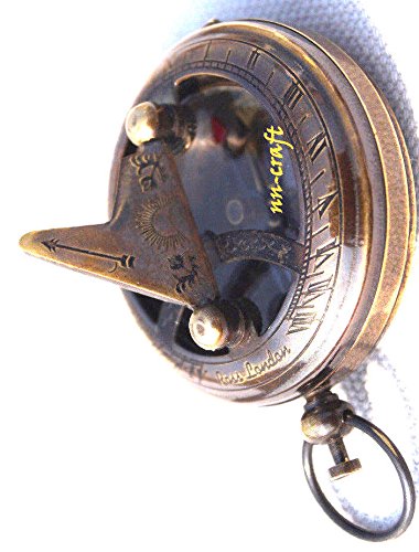 Mahira Nautical Antique Brass Sundial Type Compass Push Button Marine Navigate Pocket Replica B