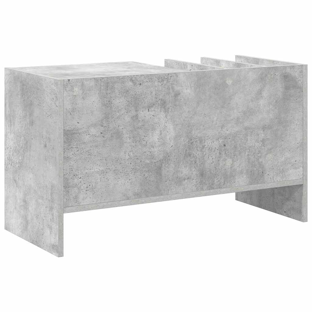 Armadio per dischi in vinile, grigio cemento, 78,5 x 35 x 45 cm, moderno scaffale per LP in legno con 6 scomparti, elegante portariviste e porta dischi per il soggiorno