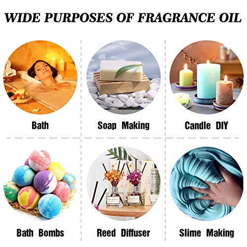 Lagunamoon Fragrance Oils Gift Set, Sea Breeze, Pineapple, Forest, Grapefruit, Summer Rose Fragrance Oil, Coconut Fragrance Oil for Candle Making, Soap, Bath Bombs DIY, Diffuser, 10ML/Bottle - Thumbnail 3