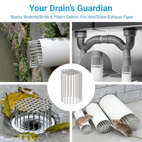 Image of Rust-Resistant Metal Wire Grid Drain Outlet Stopper with Anti-Rat Design, Prevents Clogs & Rodent Entry For 70-75mm Diameter