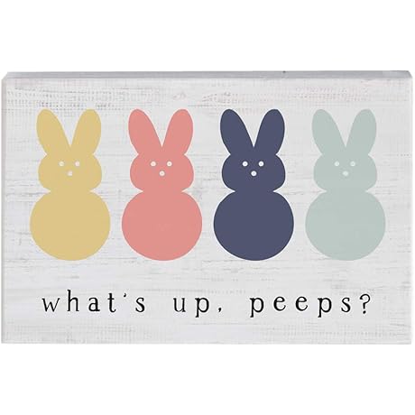 Small Talk Rectangles, What's Up Peeps? 3.5"x5.25" Rustic Distressed Wood Sign