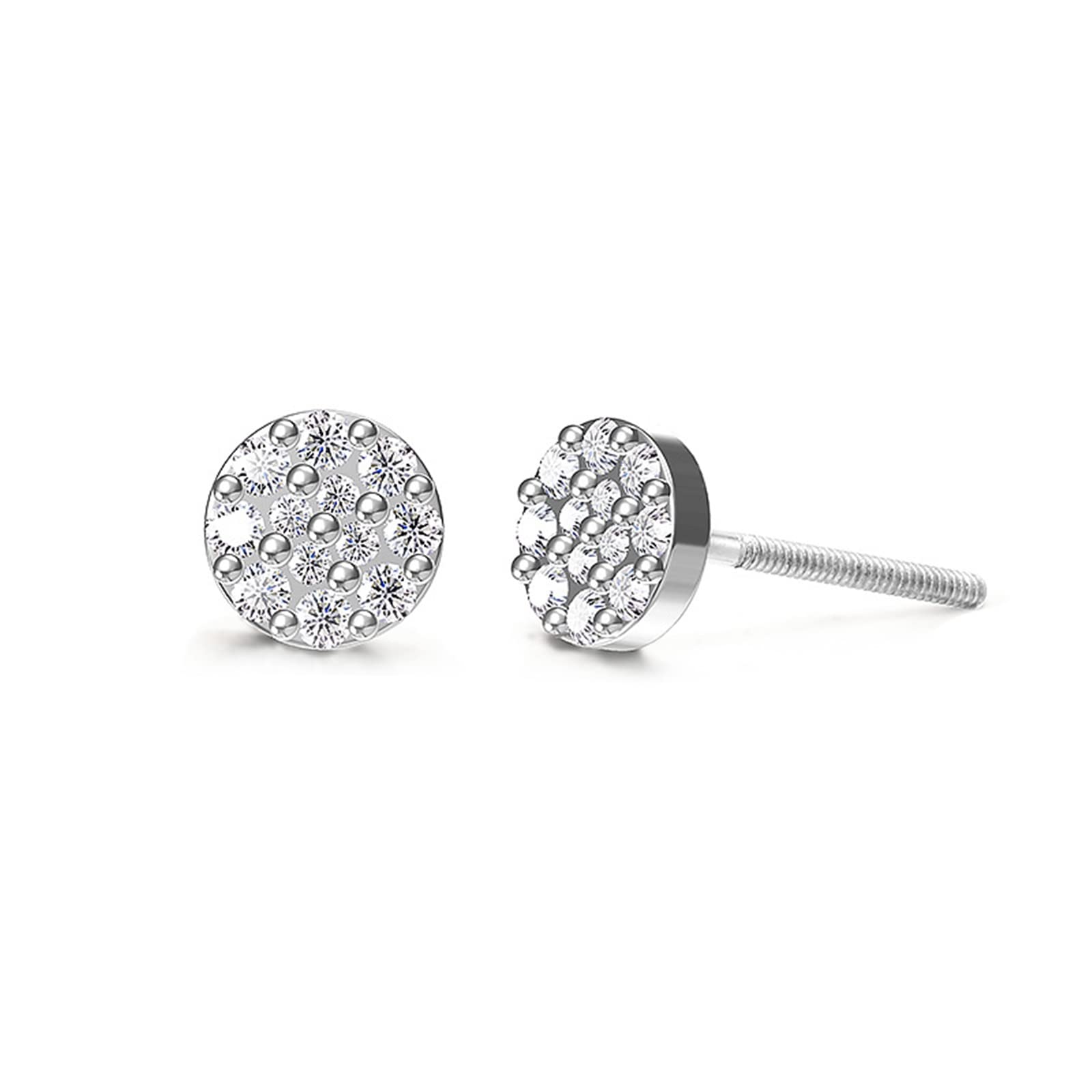 Epinki Orecchini Originali, Orecchini Donna Oro Bianco 18K Elegante Moissanite Bianco Rotonda Gioielli