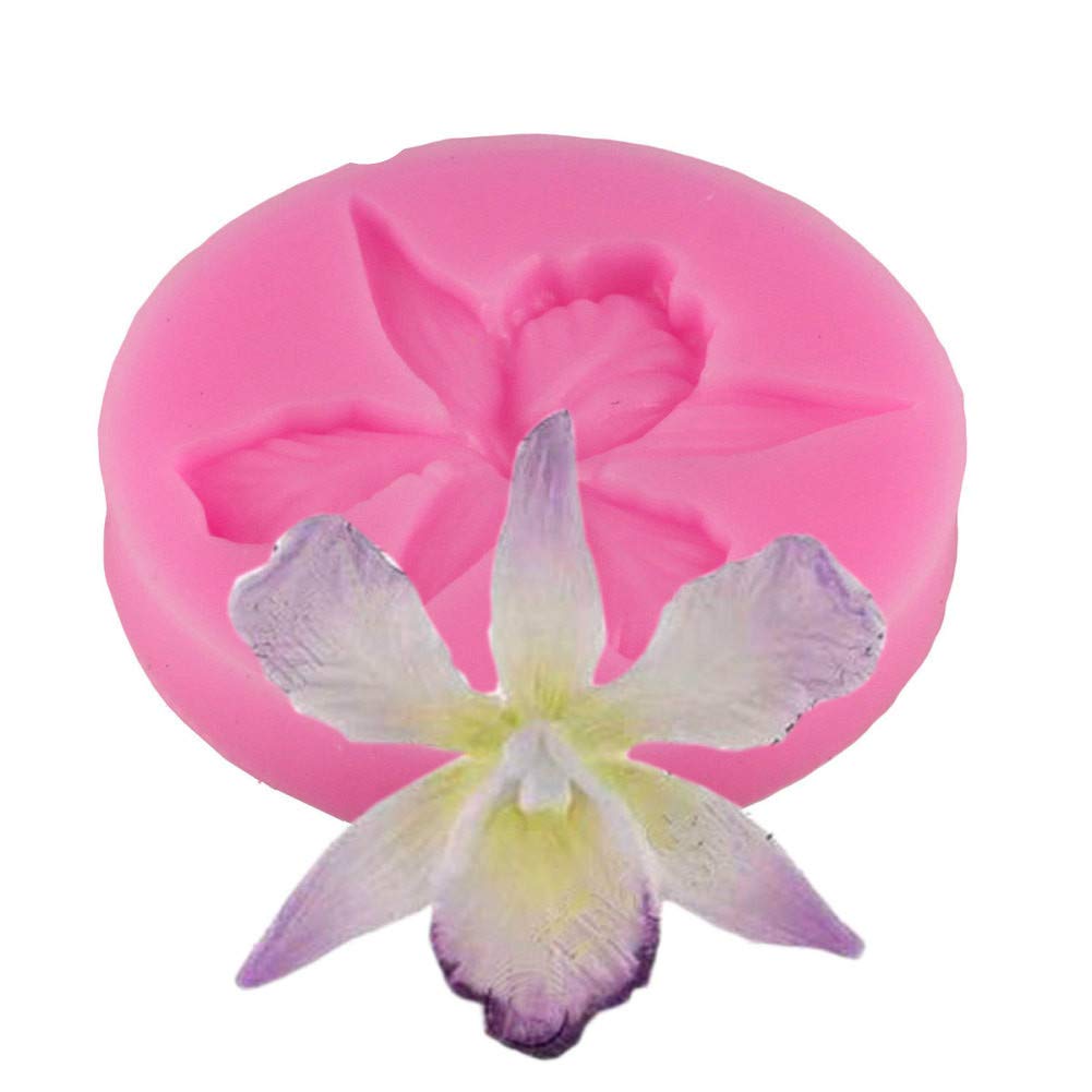 Romote Pink Orchid Silicone Mold Resin Polymer Clay Molds Cupcake Fondant Cake Decorating Tools Candy Chocolate Gumpaste Mould
