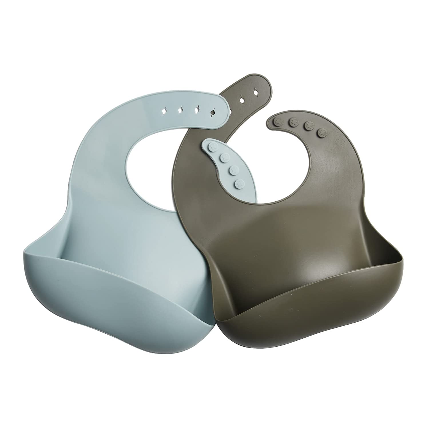 GODR7OY Silicone Baby Bib, BPA Free Waterproof Bibs, Soft Durable Adjustable 2PCS Silicone Bibs for Babies & Toddlers