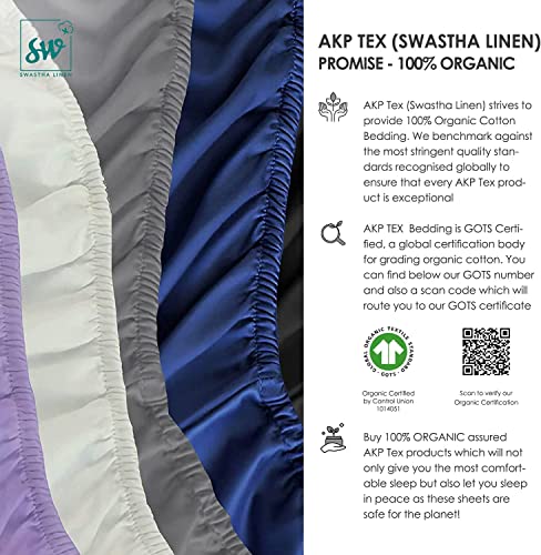 Sw Swastha Linen Twin Xl Fitted Bed Sheets 100% Organic Cotton, 300 Thread Count Fits Mattress Upto 16 Inches Deep Pocket Hotel Quality Luxury Soft 1 Piece Sateen Sheet - Ivory #TOP3